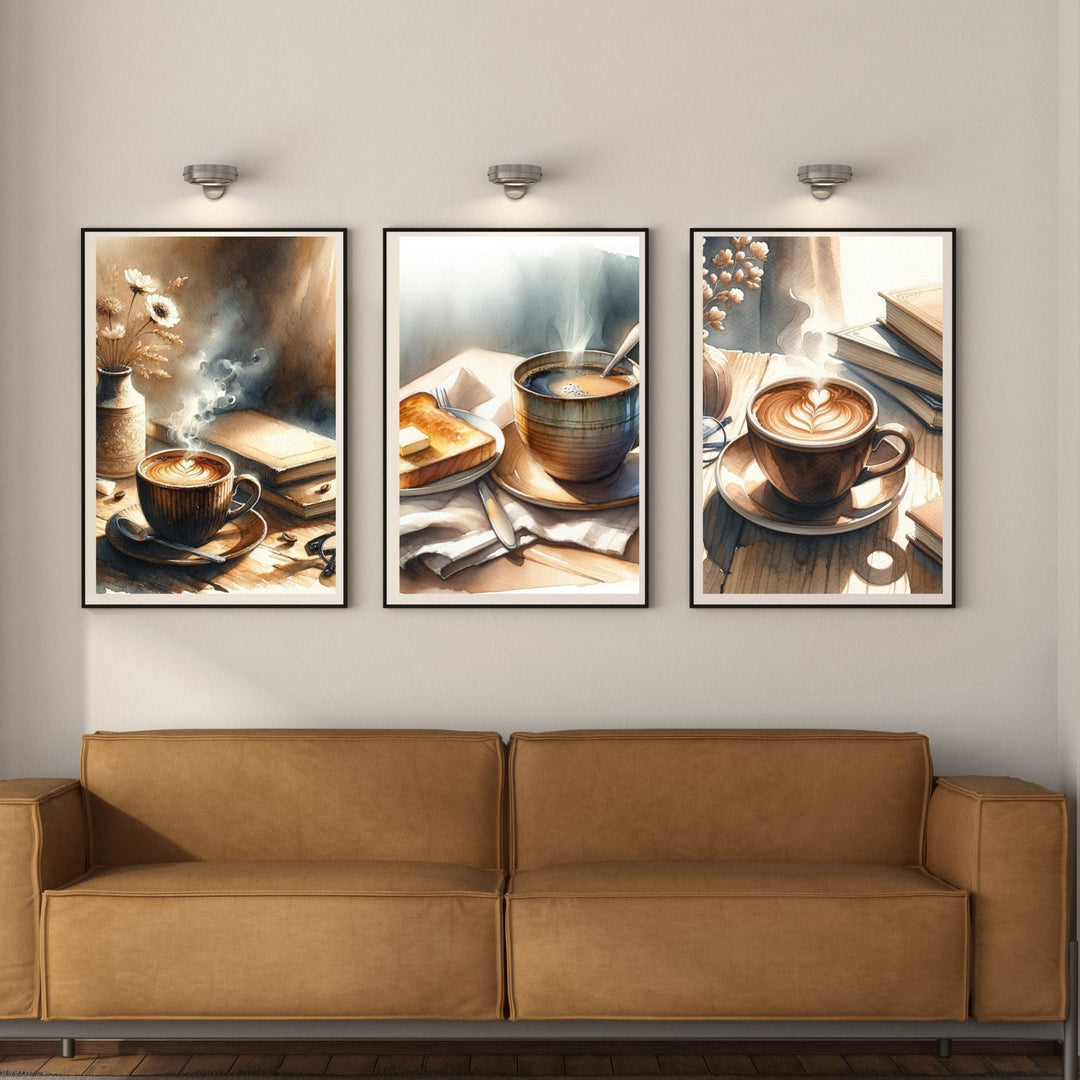 Coffee Trio Wall Art Set - Printable Decor for Coffee Lovers - KY designX