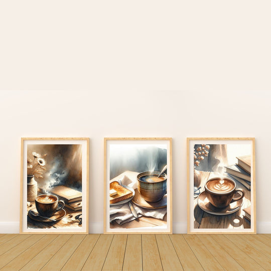 Coffee Trio Wall Art Set - Printable Decor for Coffee Lovers - KY designX