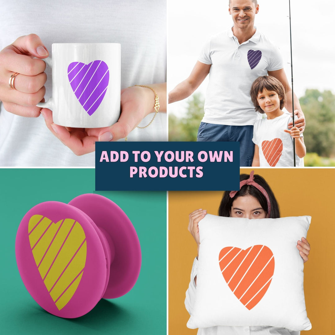 Colorful Striped hearts clipart - KY designX