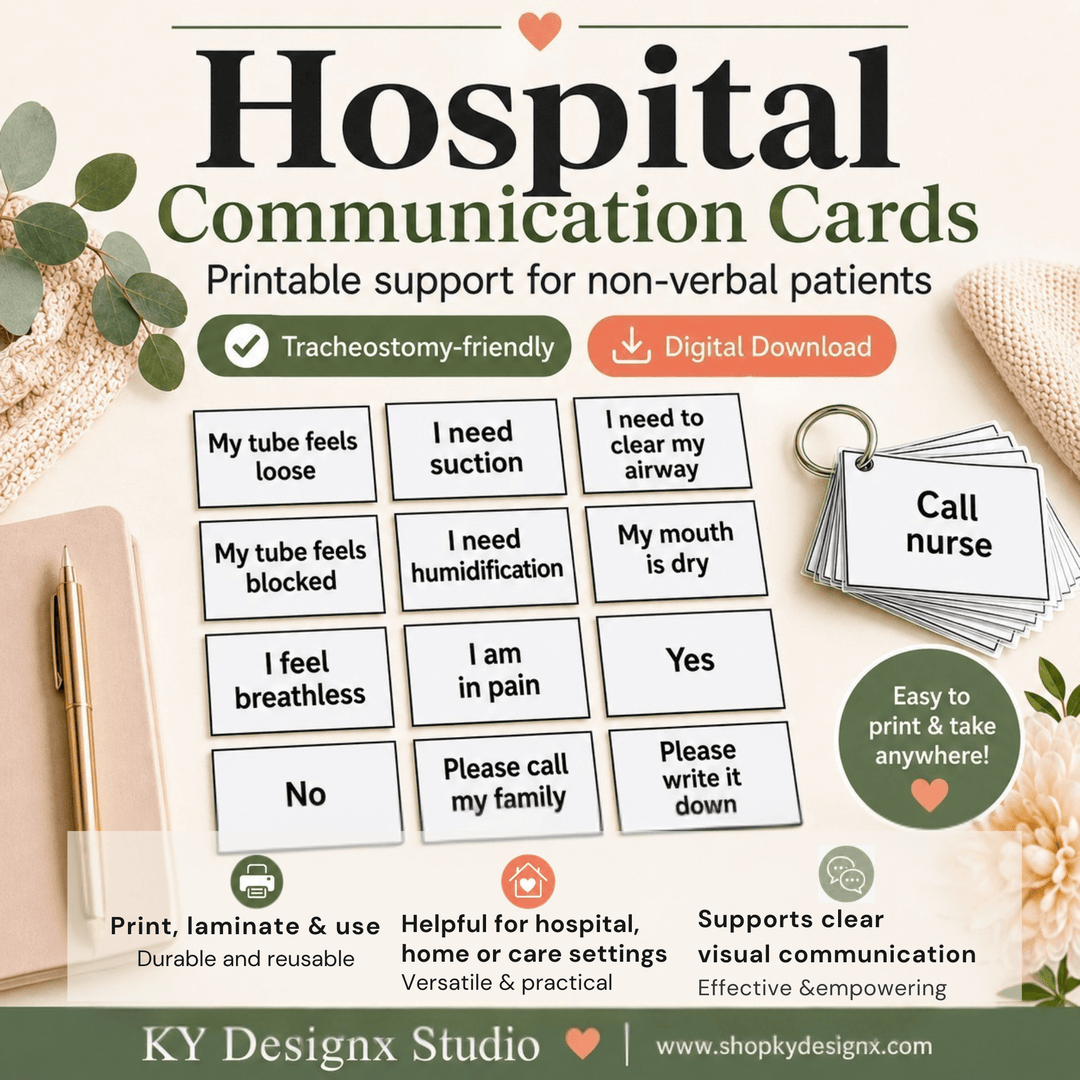 Communication Cards for Tracheostomy Patients - KY designX