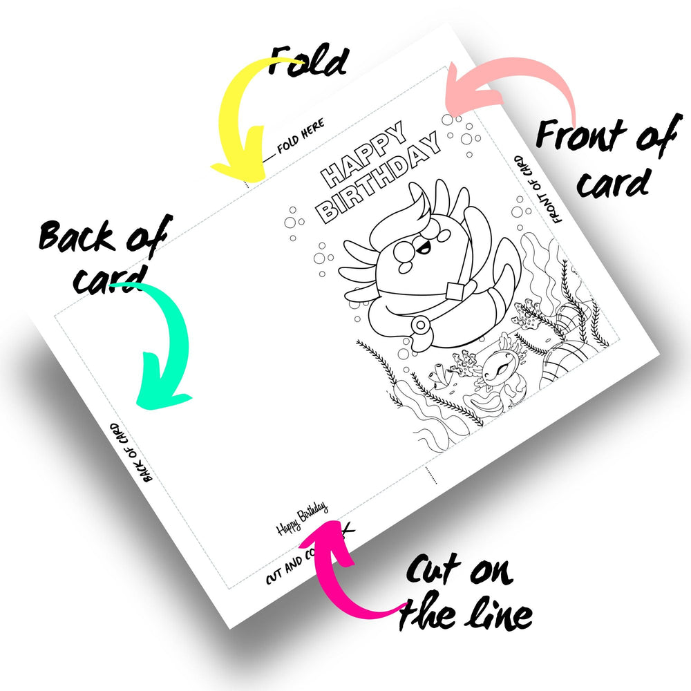 Creative activities for kids - Coloring birthday card - KY designX