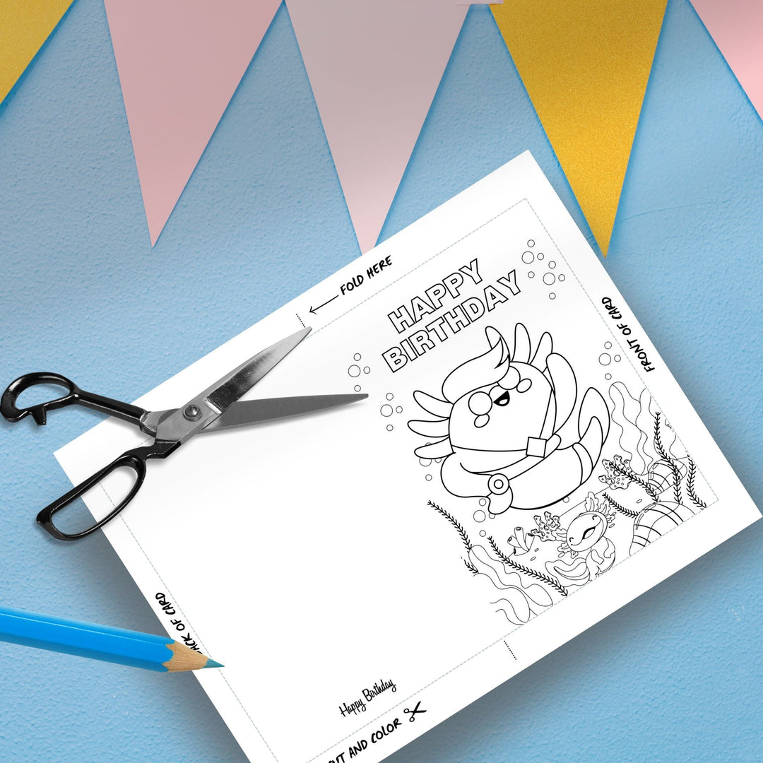 Creative activities for kids - Coloring birthday card - KY designX