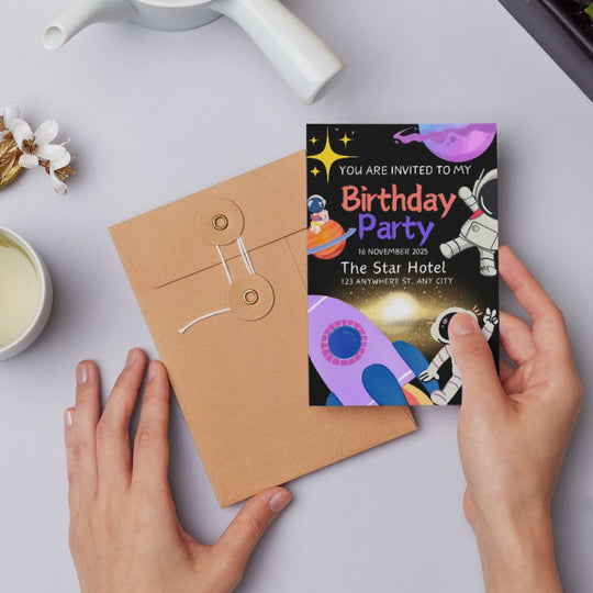 Customizable alien birthday party invitation template - KY designX