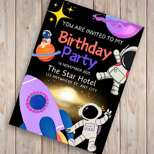 Customizable alien birthday party invitation template - KY designX