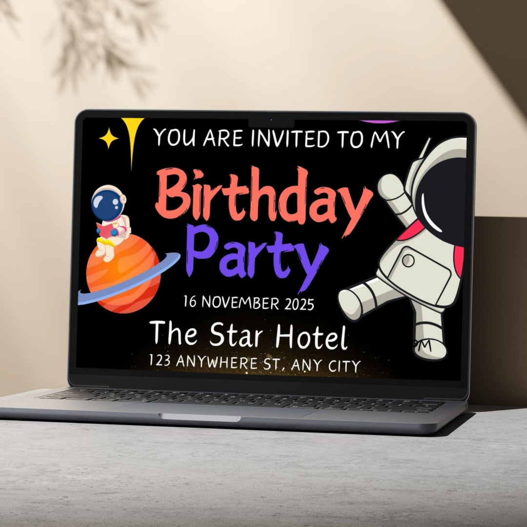 Customizable alien birthday party invitation template - KY designX