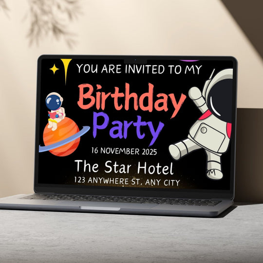 Customizable alien birthday party invitation template - KY designX
