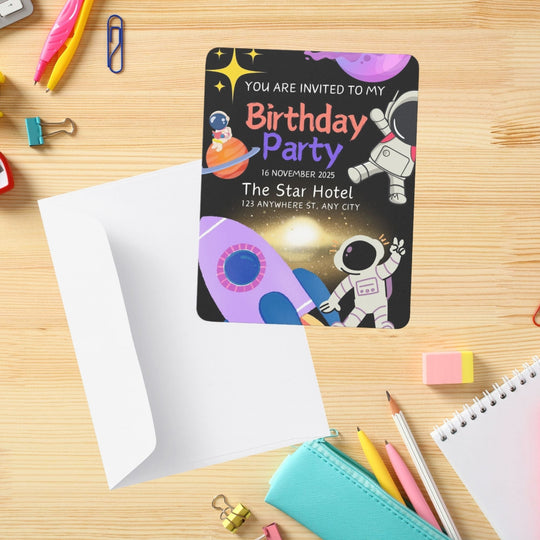 Customizable alien birthday party invitation template - KY designX