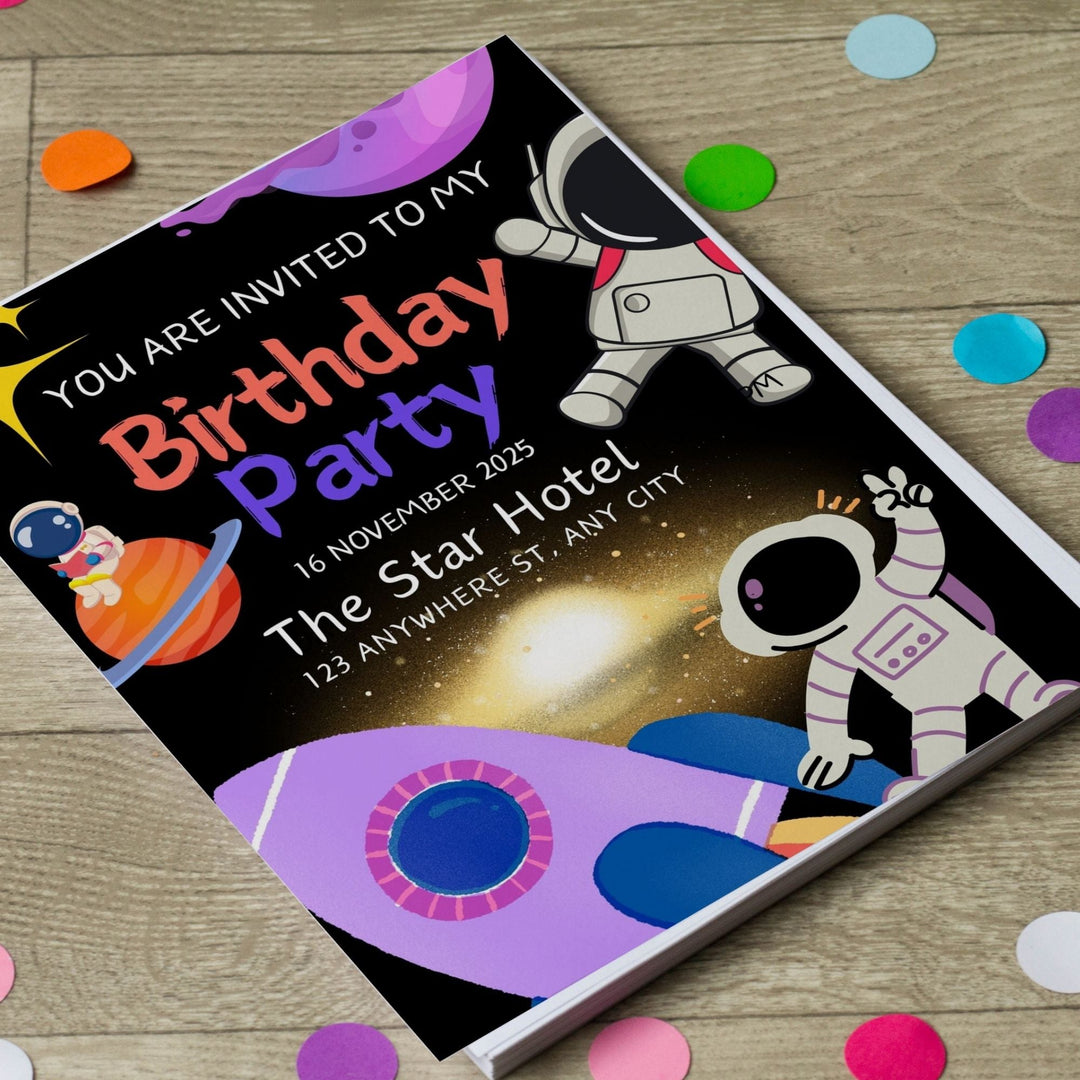 Customizable alien birthday party invitation template - KY designX