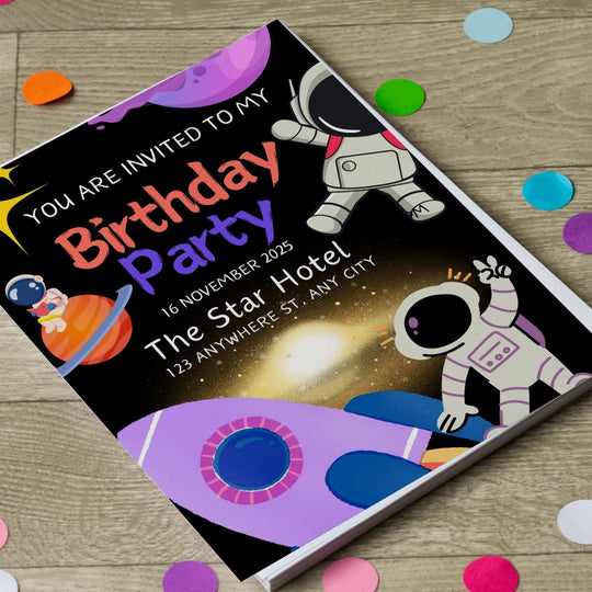 Customizable alien birthday party invitation template - KY designX