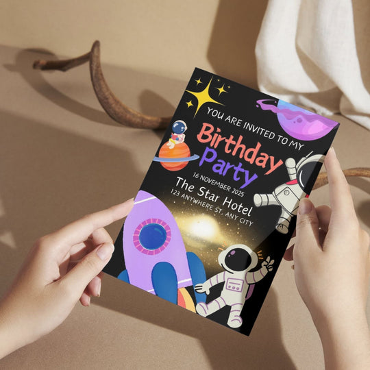 Customizable alien birthday party invitation template - KY designX
