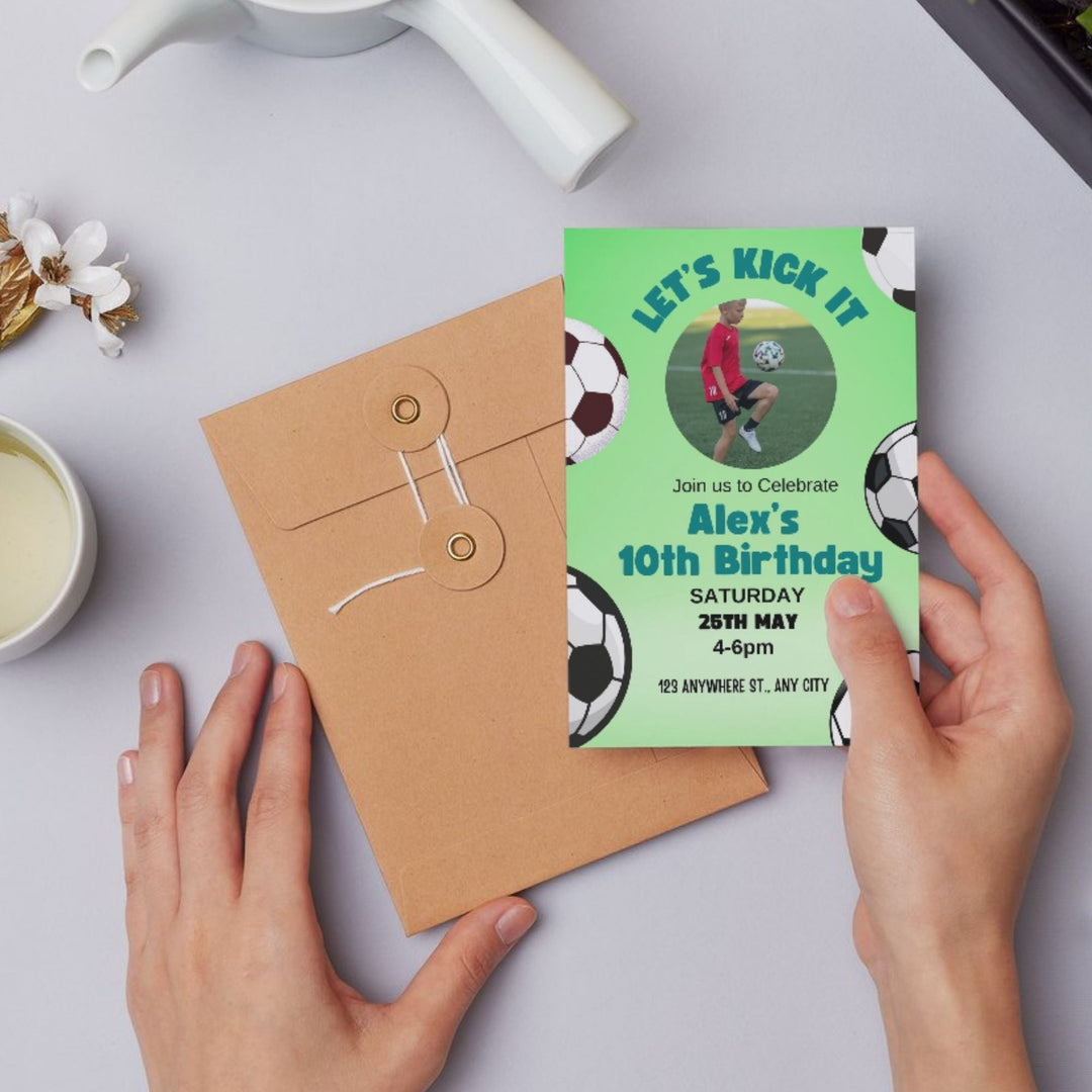 Customizable football birthday invitation template Canva - KY designX