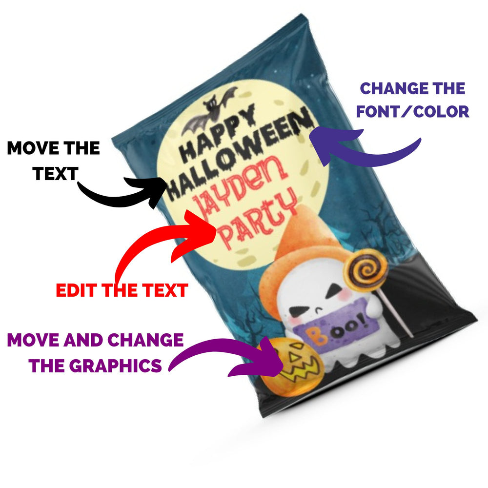 Customizable Halloween chip bags - KY designX