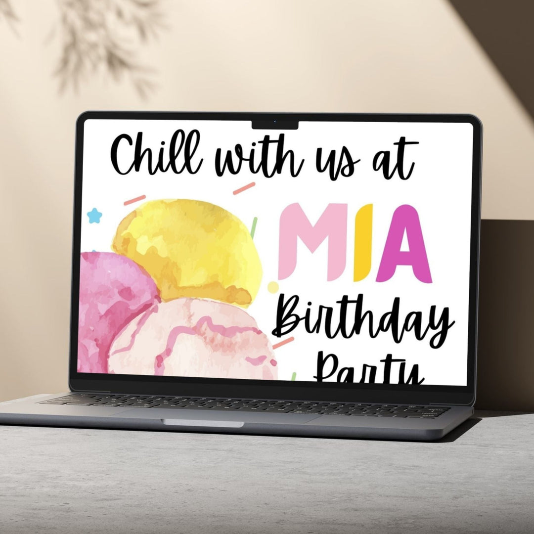 Customizable ice cream birthday invitation template - KY designX