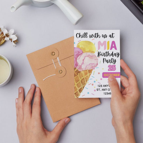 Customizable ice cream birthday invitation template - KY designX