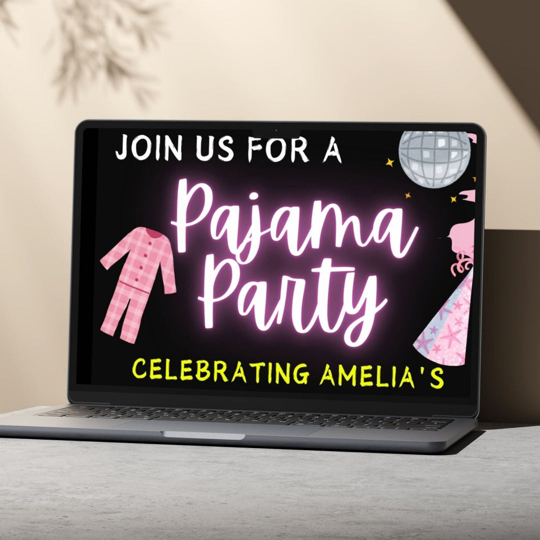 Customizable kids’ pajama - themed birthday party invite - KY designX