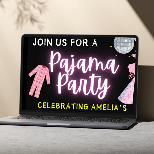 Customizable kids’ pajama - themed birthday party invite - KY designX
