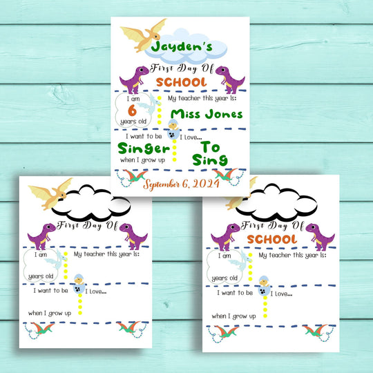 Dinosaur First Day of School Editable Template - KY designX