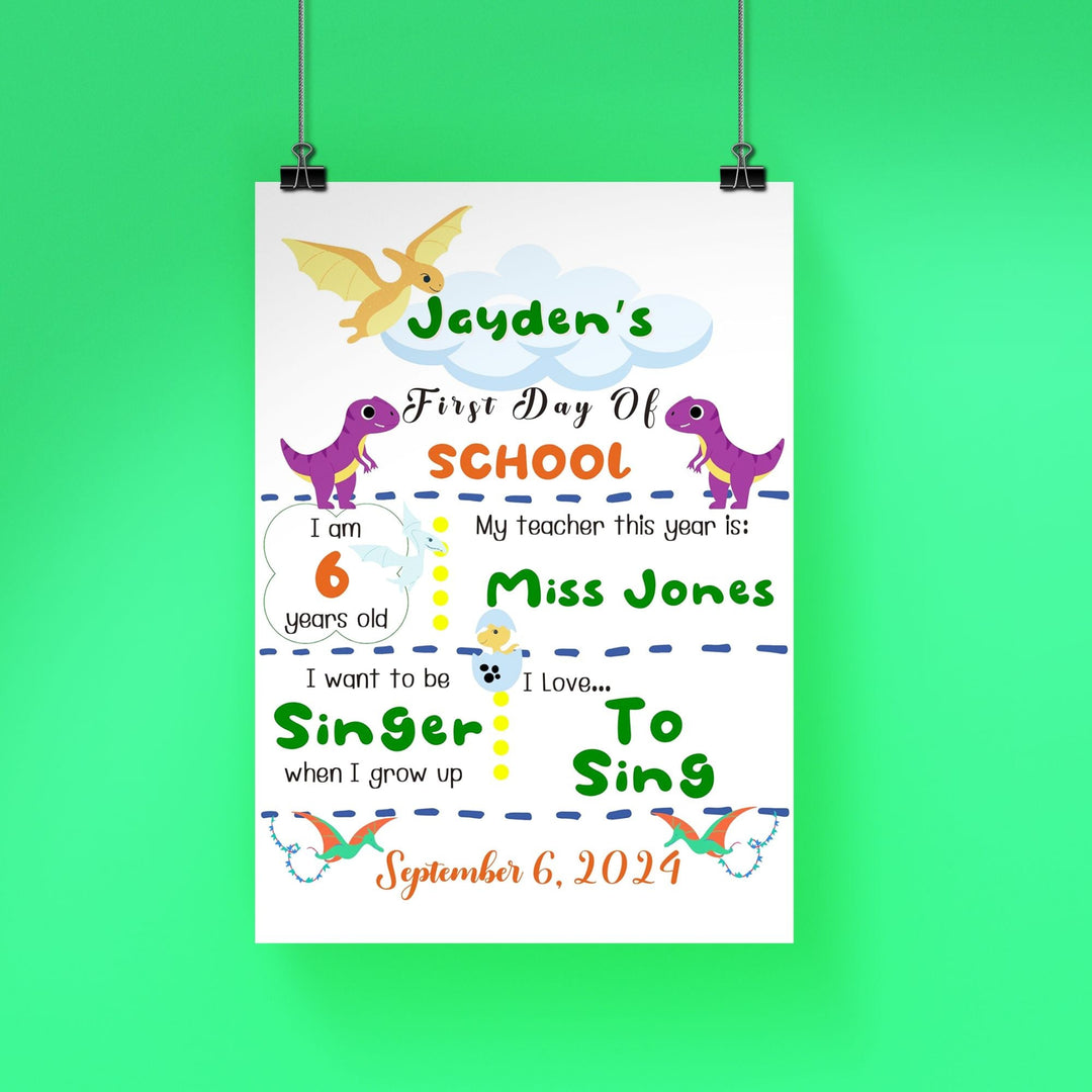 Dinosaur First Day of School Editable Template - KY designX