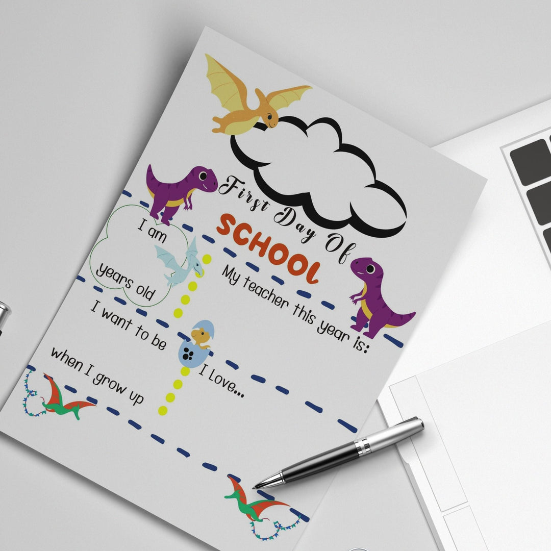 Dinosaur First Day of School Editable Template - KY designX