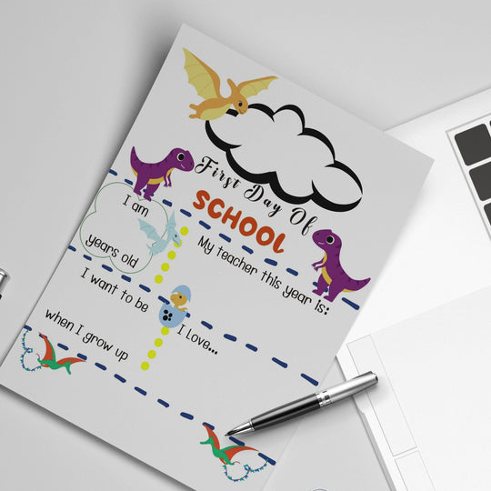 Dinosaur First Day of School Editable Template - KY designX
