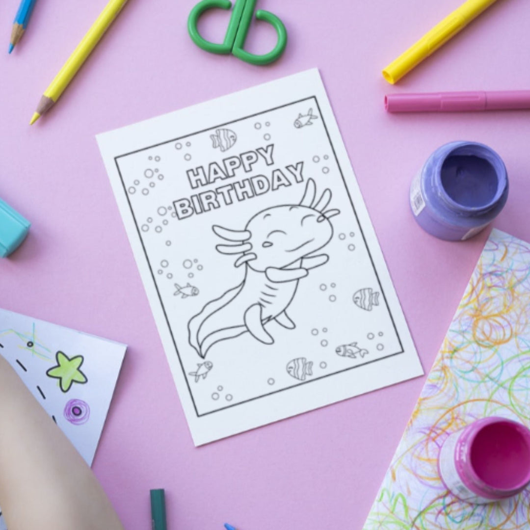 DIY Axolotl Birthday Card - KY designX