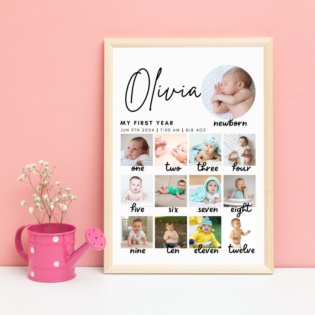 Editable 1st birthday photo collage Template - KY designX