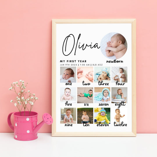 Editable 1st birthday photo collage Template - KY designX