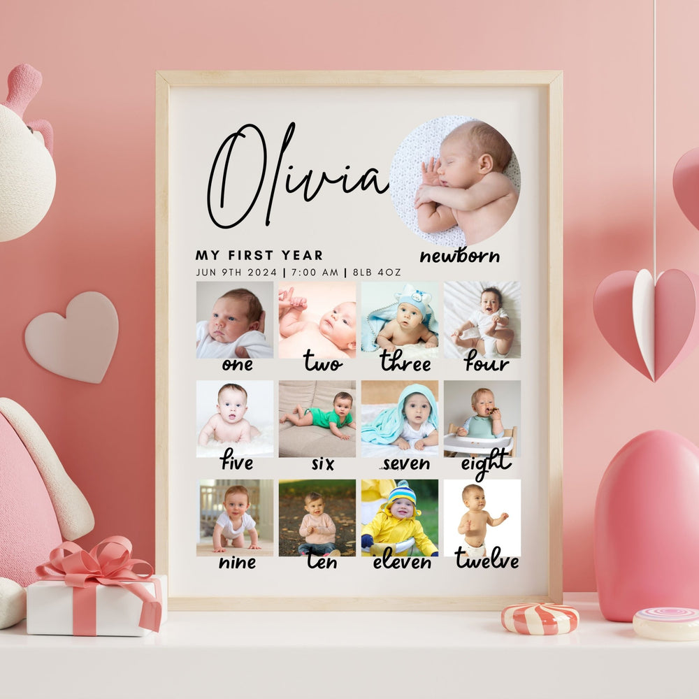 Editable 1st birthday photo collage Template - KY designX