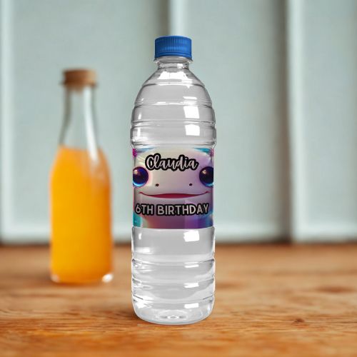 Editable Axolotl Water Bottle Label - KY designX