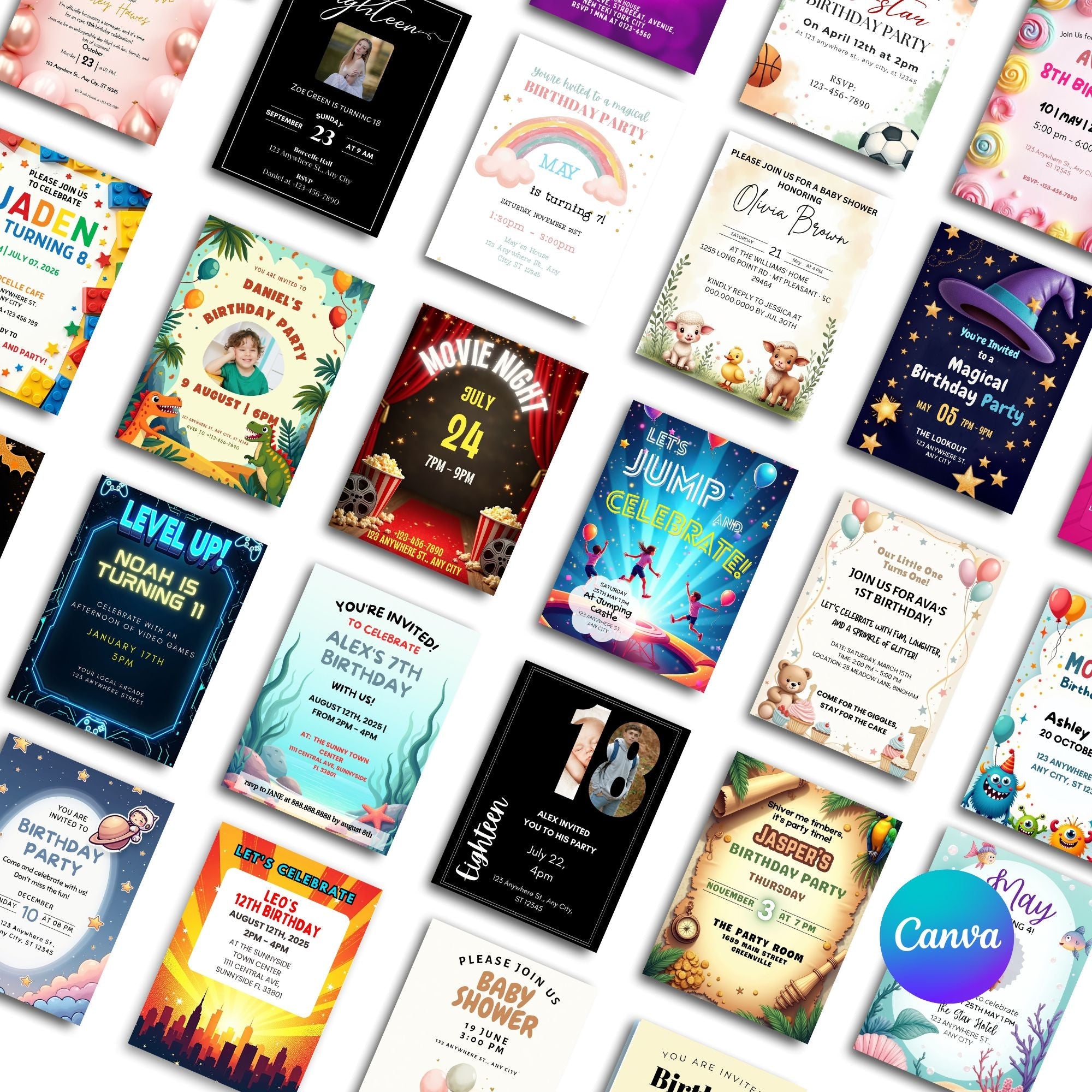 Editable Canva Party Invitations - KY designX
