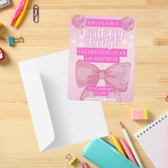 Editable Chic pink party invitation Canva Template - KY designX