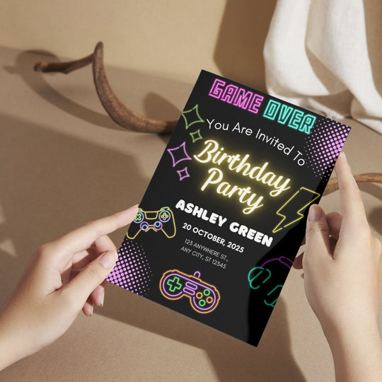 Editable Gaming birthday Party Invite - KY designX