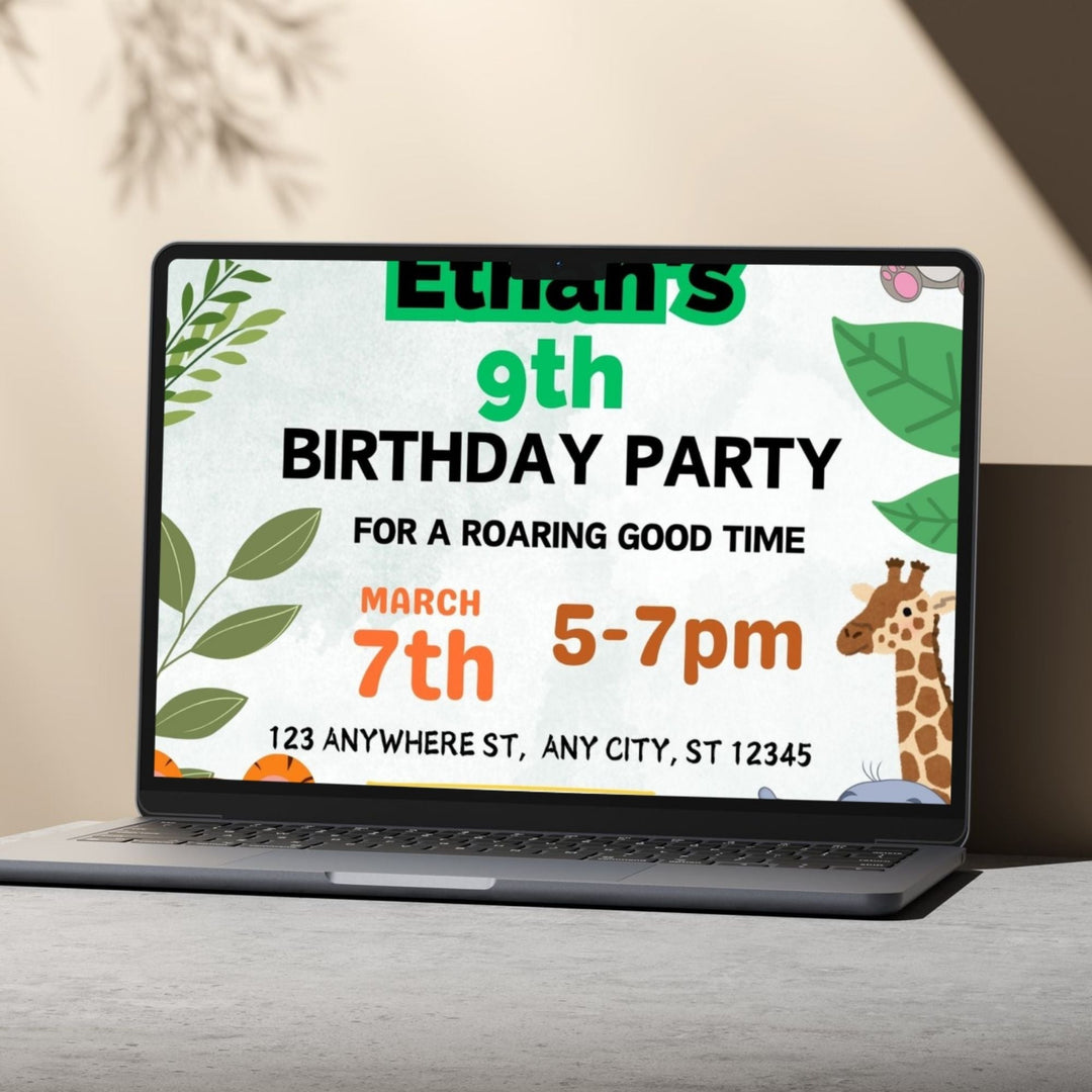 Editable Jungle Birthday Party invitation - KY designX