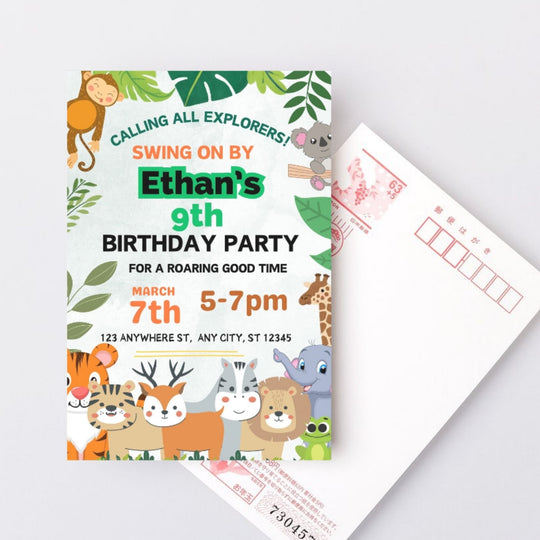 Editable Jungle Birthday Party invitation - KY designX