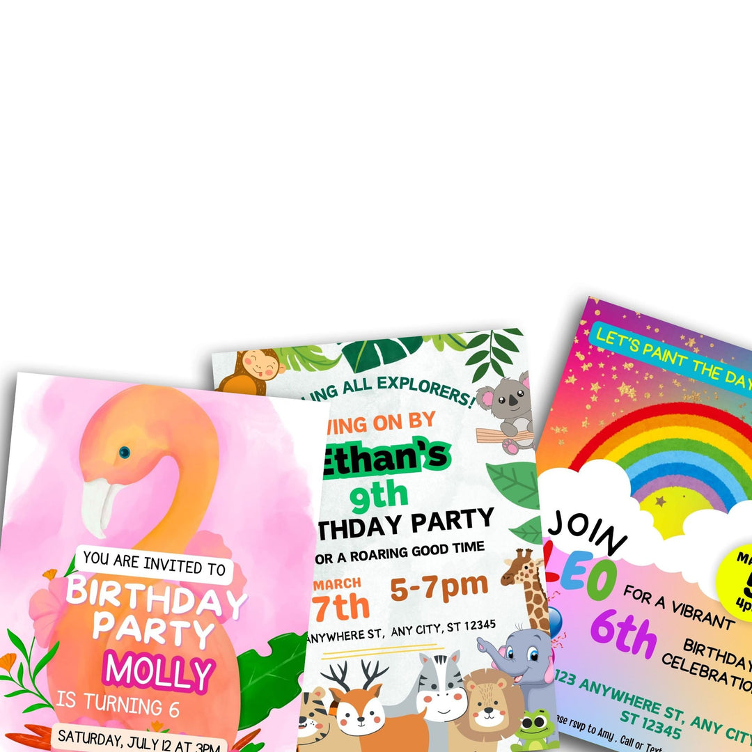 Editable Kids Birthday Party Invitations - KY designX