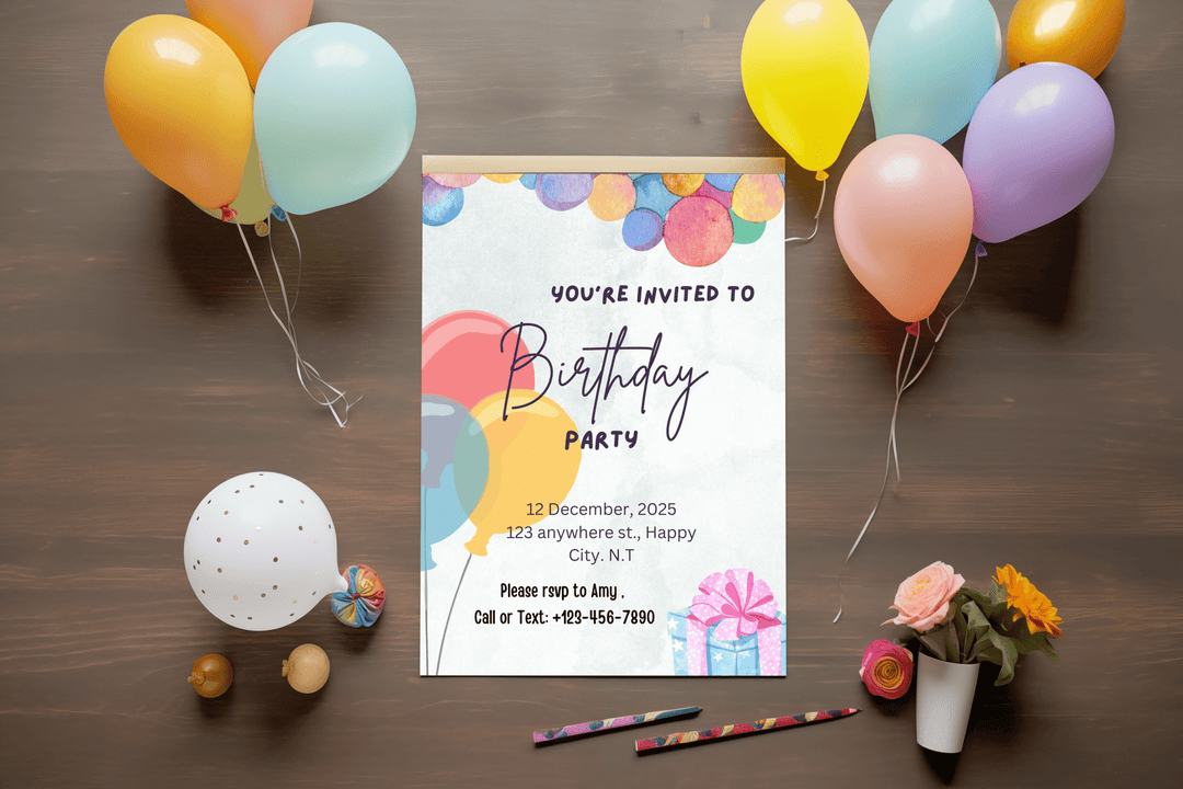 Editable Kids Birthday Party Invitations - KY designX
