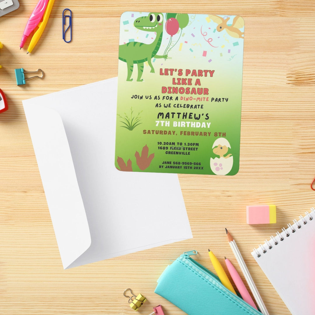 Editable Kids Dinosaur birthday invitation - KY designX