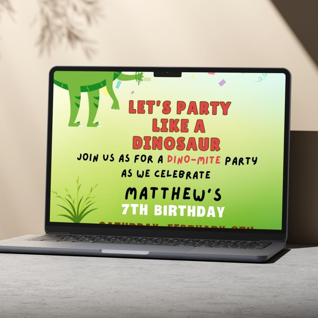 Editable Kids Dinosaur birthday invitation - KY designX