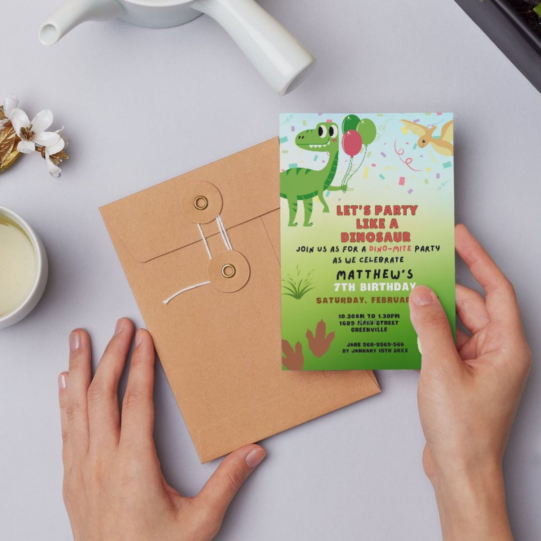 Editable Kids Dinosaur birthday invitation - KY designX