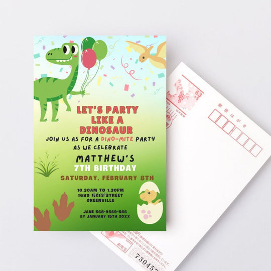 Editable Kids Dinosaur birthday invitation - KY designX