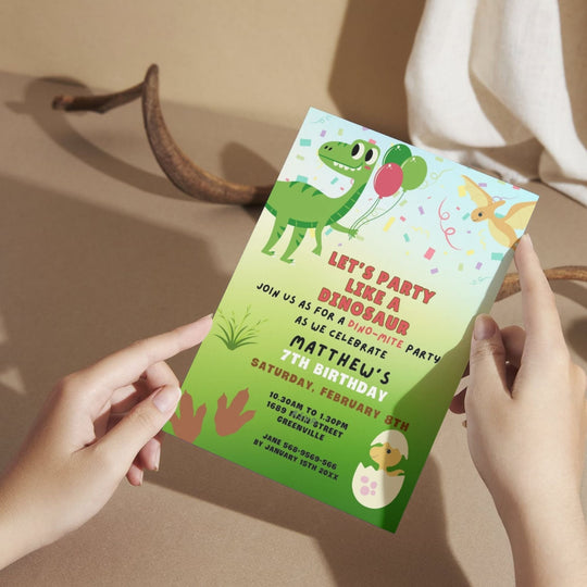 Editable Kids Dinosaur birthday invitation - KY designX