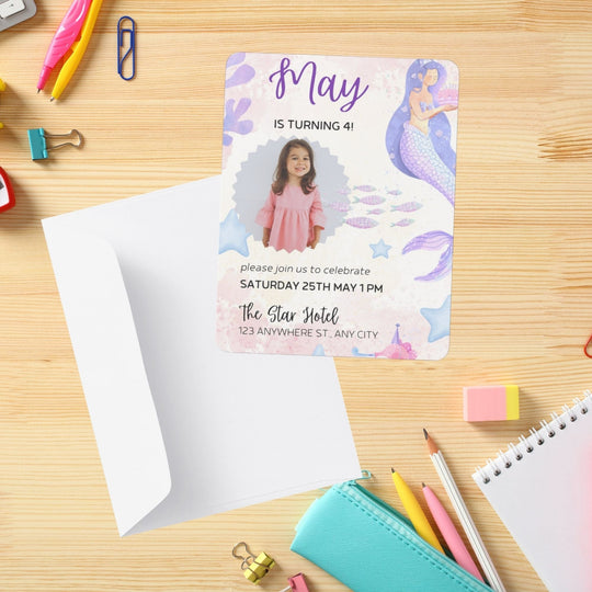 Editable Mermaid birthday Party Invite - KY designX