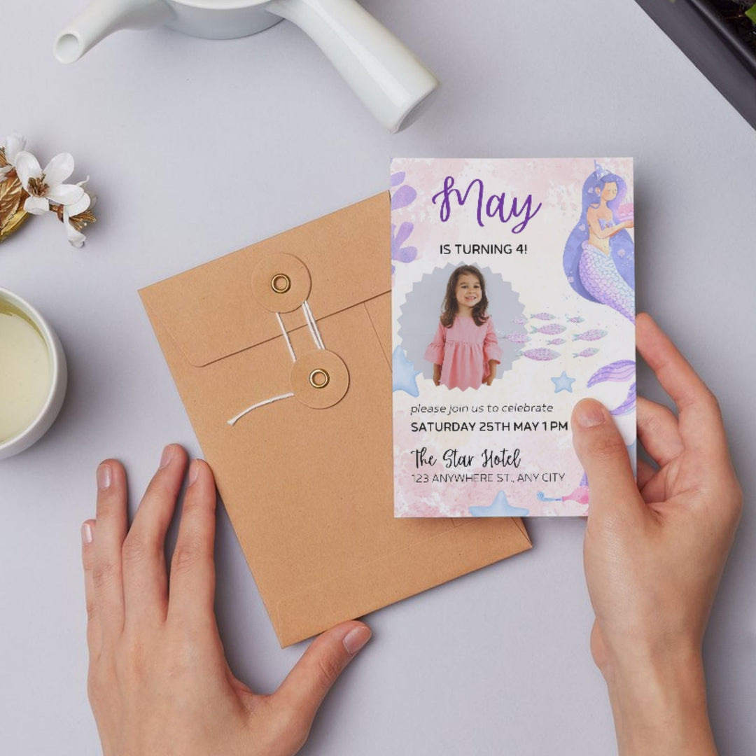 Editable Mermaid birthday Party Invite - KY designX