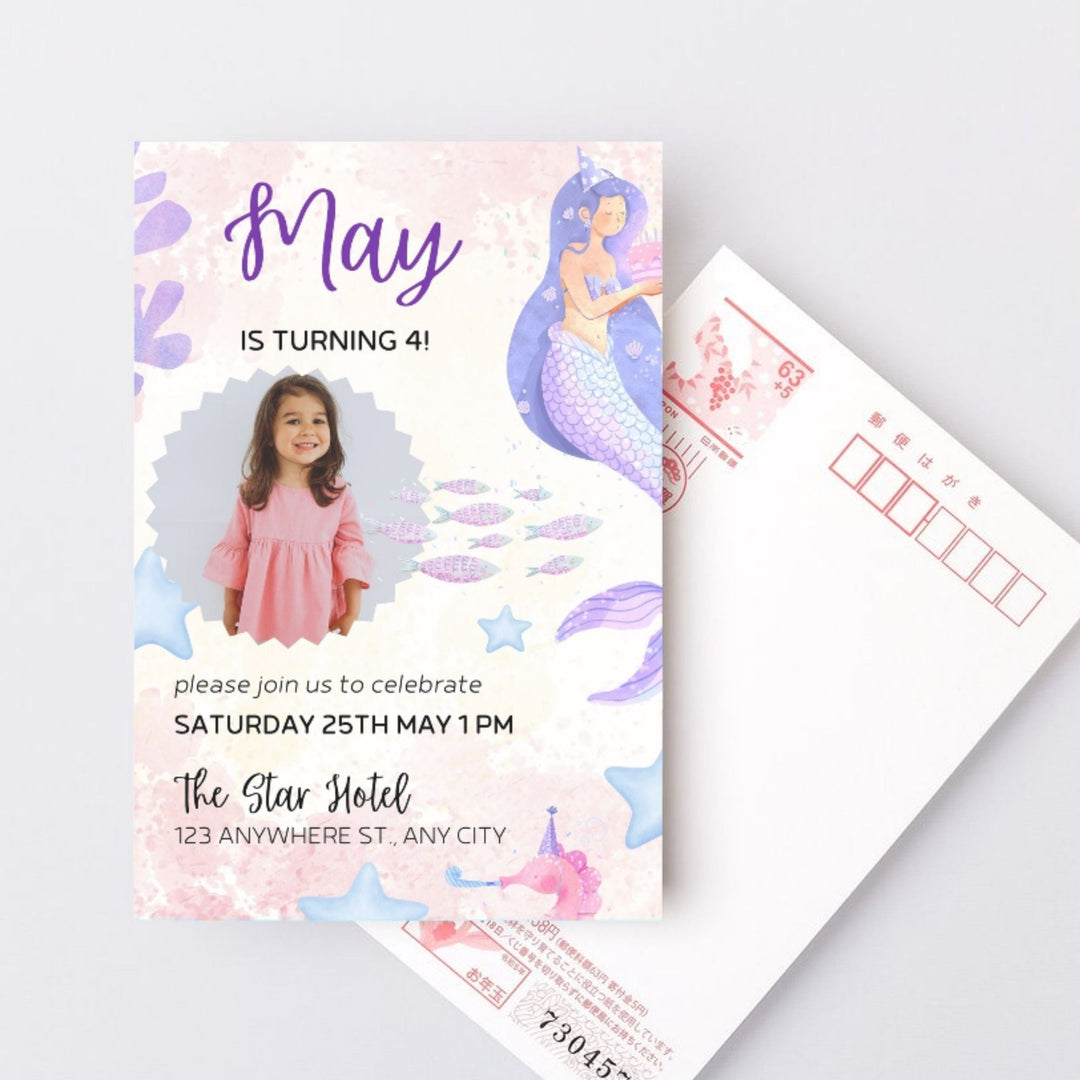 Editable Mermaid birthday Party Invite - KY designX