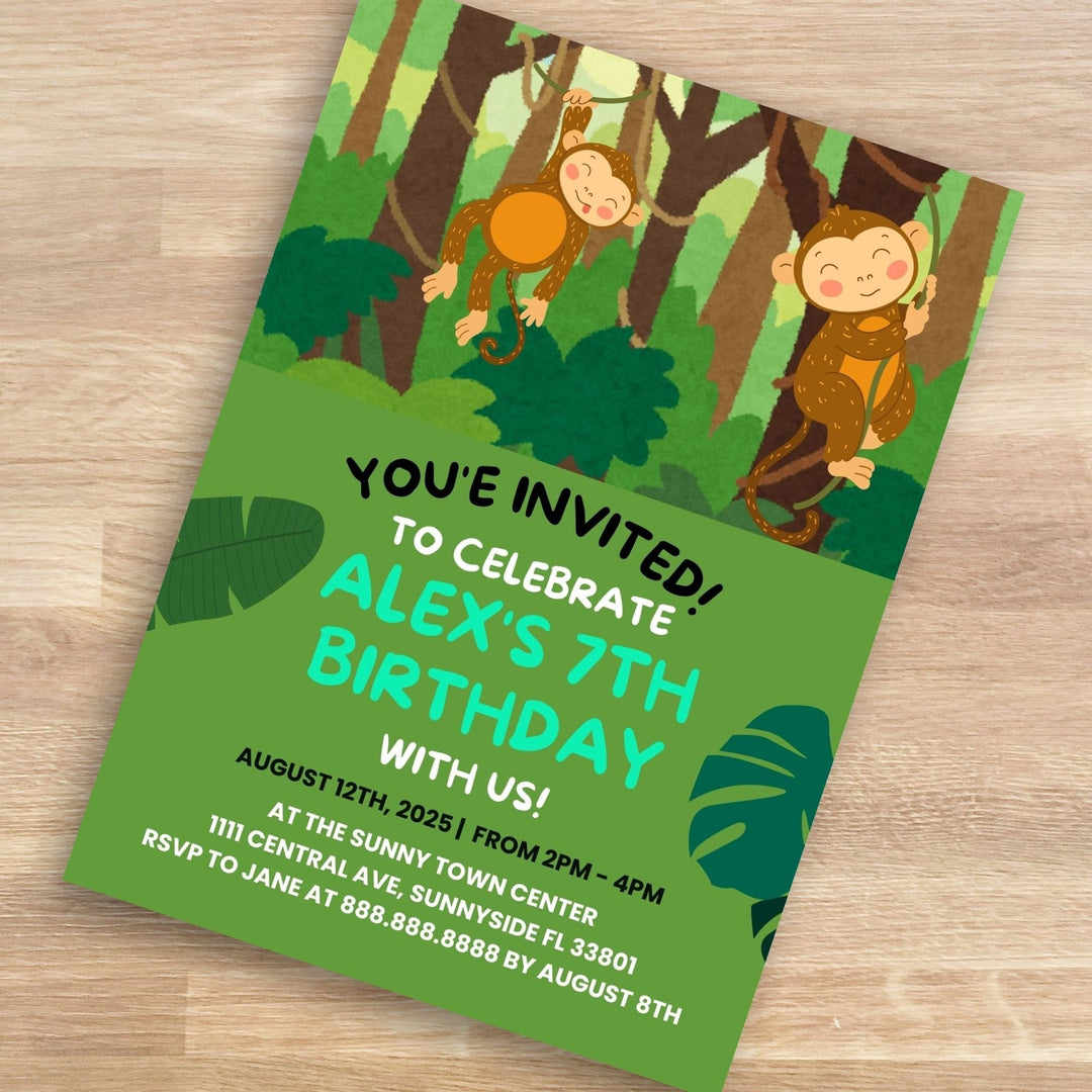Editable Monkey Birthday Party Invitation - KY designX