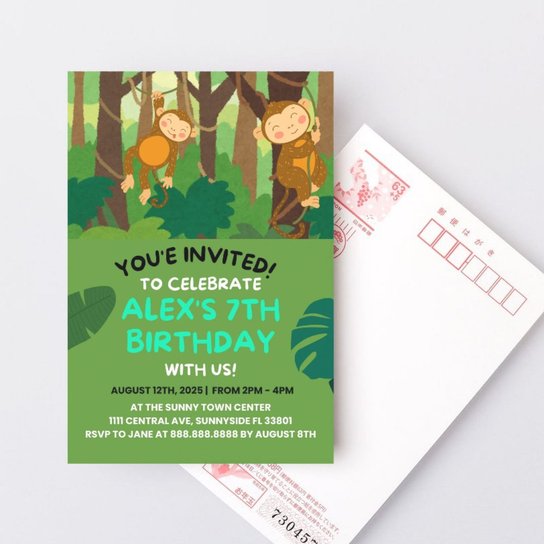 Editable Monkey Birthday Party Invitation - KY designX