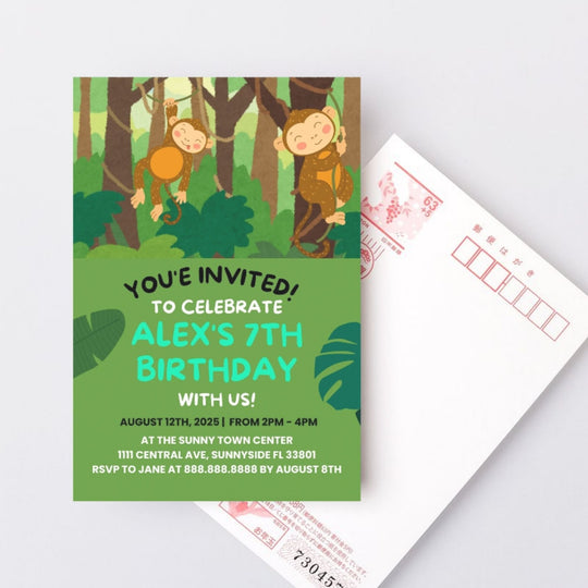 Editable Monkey Birthday Party Invitation - KY designX