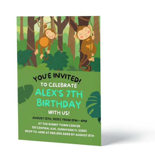 Editable Monkey Birthday Party Invitation - KY designX