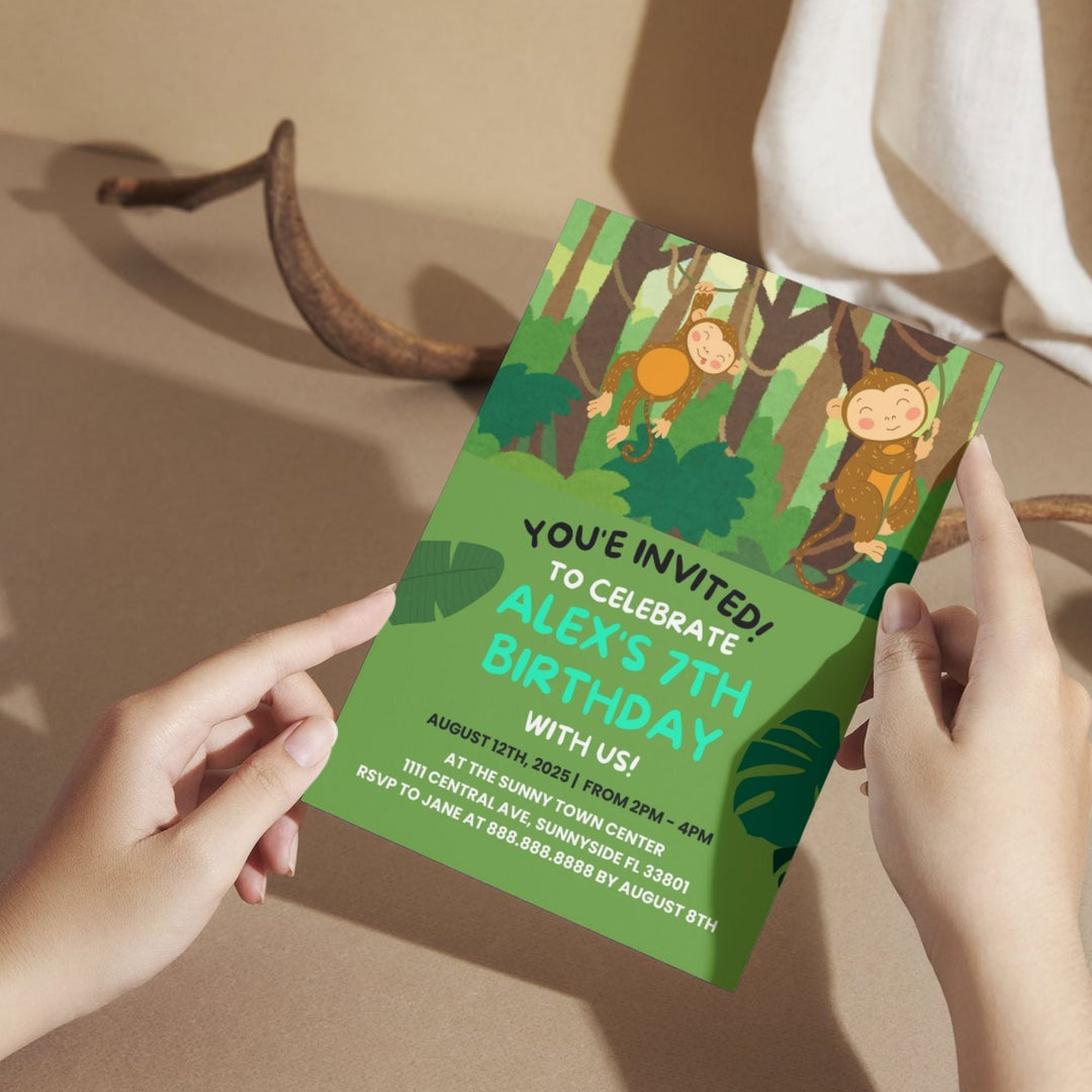 Editable Monkey Birthday Party Invitation - KY designX