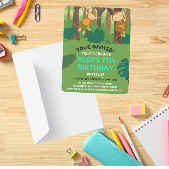 Editable Monkey Birthday Party Invitation - KY designX